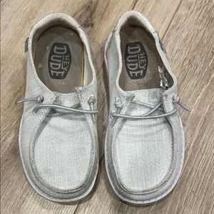 Hey Dude Light Silver Sparkle Lace-Up Shoes